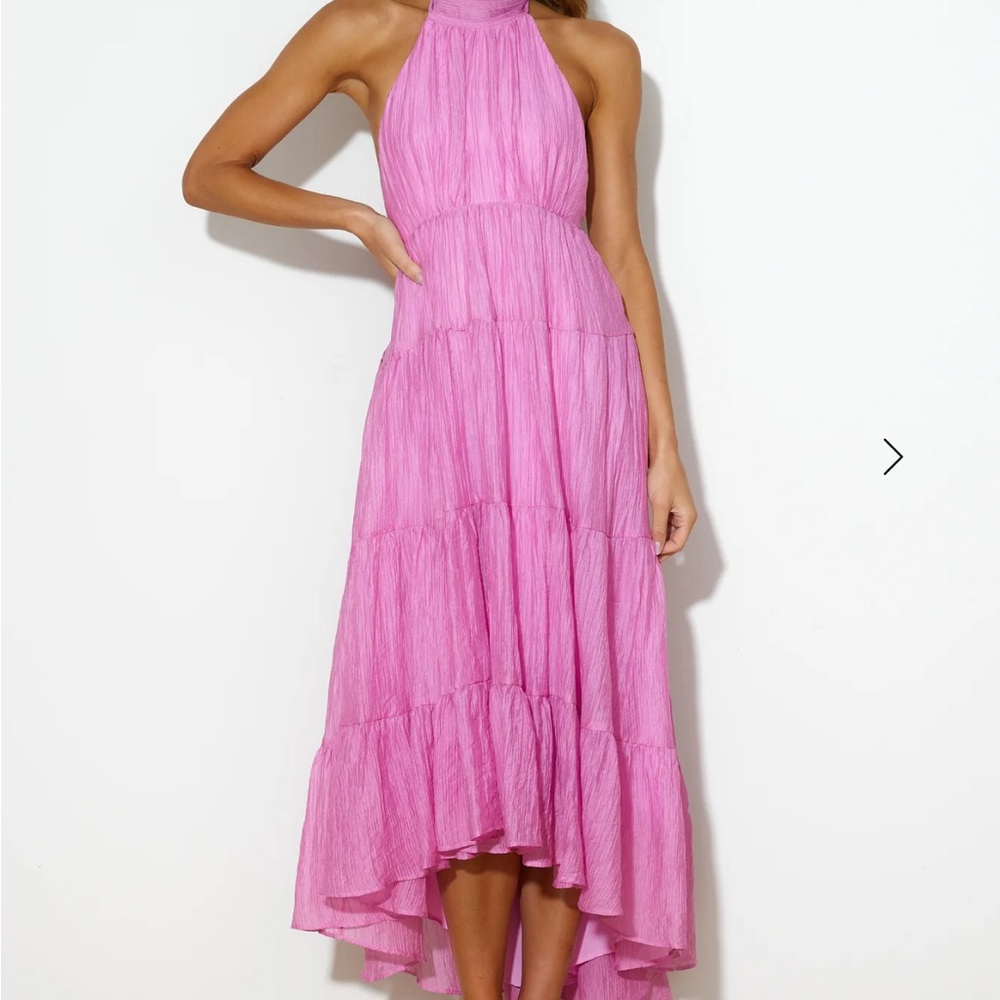 Hello Molly Pink High-Low Halter Sundress